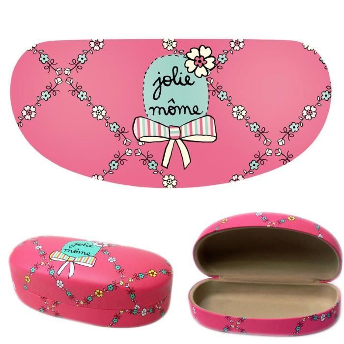 Etui À Lunettes de Soleil JOLIE MÔME Rose - Boitier Boîte Rangement Vue Rigide Idée Cadeau Femme Fille Enfant DLP Derrière La Porte