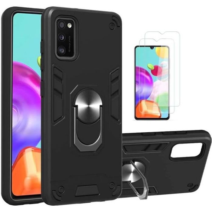 Coque Samsung Galaxy A41,avec rotative degrés Anneau Support Bague Rotative,Couche Renforcée Défense Bumper TPU Silicone AntiNT