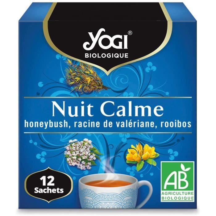 The Et Infusion - Biologique Nuit Calme 100% Bio Honeybush Valériane Rooibos 12 Sachets Thermosoudés Sans Agrafe