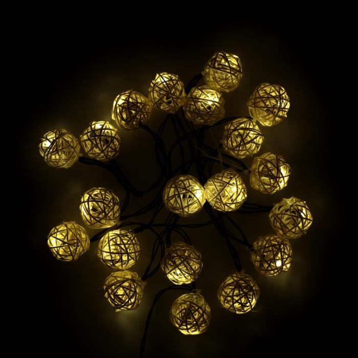 Lixada Lampe à cordes Énergie solaire 4.6M 20LED Blanc chaud Ballon Globe Lumière Fée pour le décor Mariage Fête