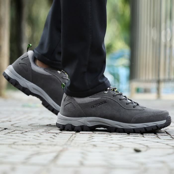 Hommes Sports de Plein Air Hommes Chaussures Été Mesh Casual Hommes Randonnée Chaussures gris jiaodezmc