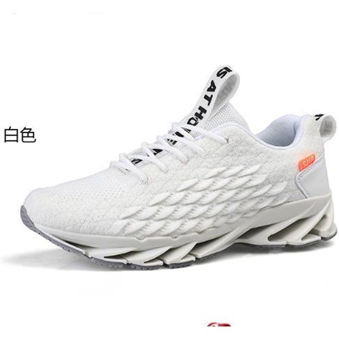Chaussures de course pour hommes, baskets en maille respirante-blanc