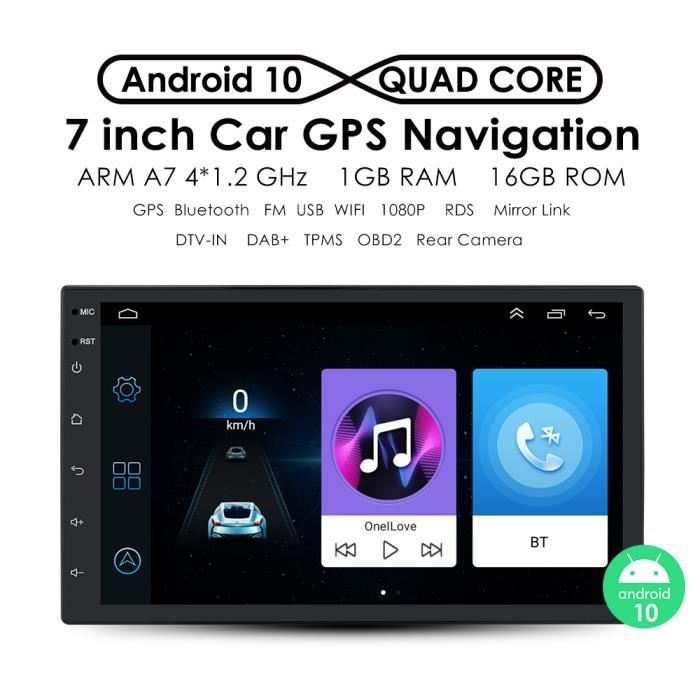 1DIN Android Autoradio Vidéo Audio Universel Stéréo Auto Carplay 7 Pouces Autoradio pour VW Nissan Peugeot Toyota Lecteur Multimédia