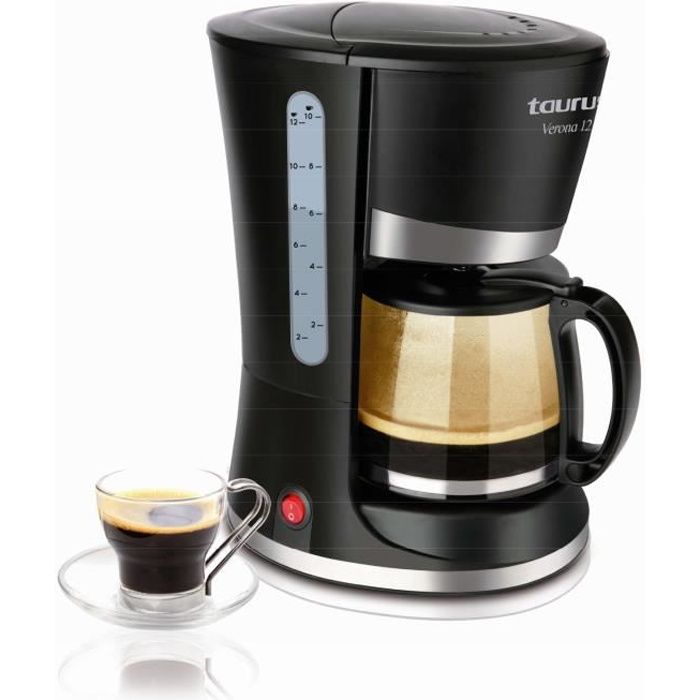 Cafetière filtre Taurus Verona 12 de 680W avec réservoir 1,2L, système anti-goutte et arrêt automatique pour 12 tasses