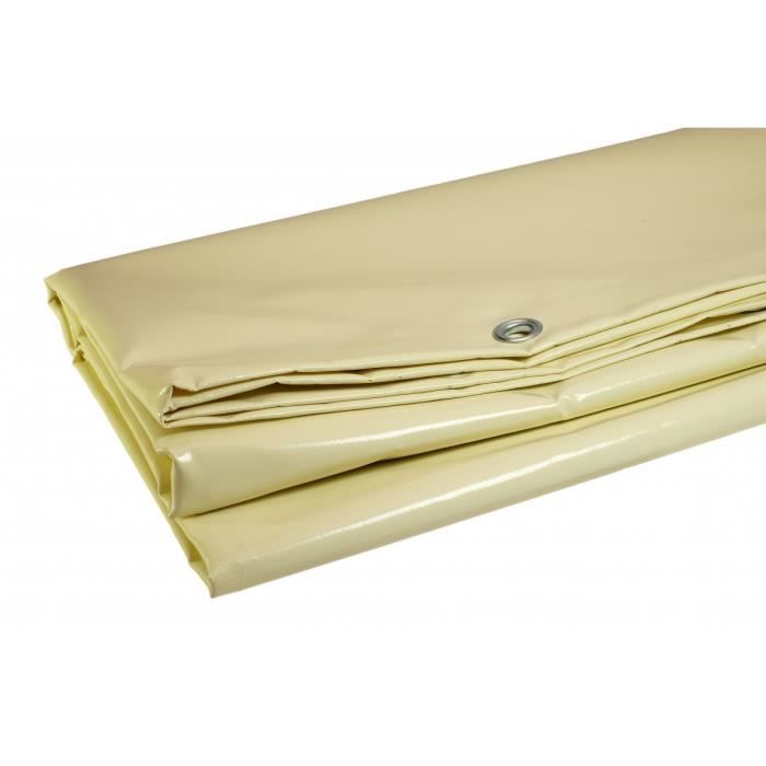 Bâche 5 X 4 m IVOIRE PVC Haute Protection 680g/m2 garantie plus de 10 ans