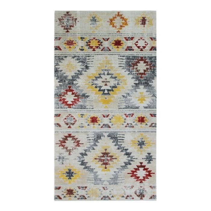 VINTAGE IN&OUT KILIM - Tapis d'intérieur et d'extérieur effet vintage jaune 80x150