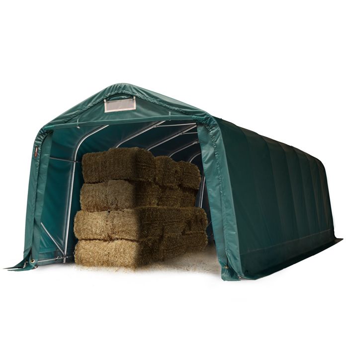 Tente de pâturage 3,3x8,4 m, PVC d'env. 550g/m² d'épaisseur, vert foncé, terre