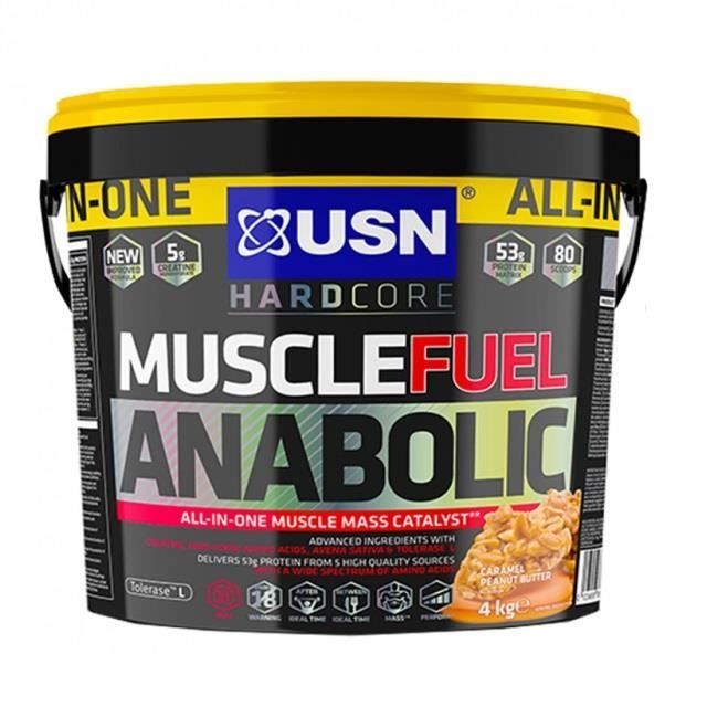 Muscle Fuel Anabolic USN 4 Kg Caramel Cacahuètes - Mass Gainer, Prise de Masse