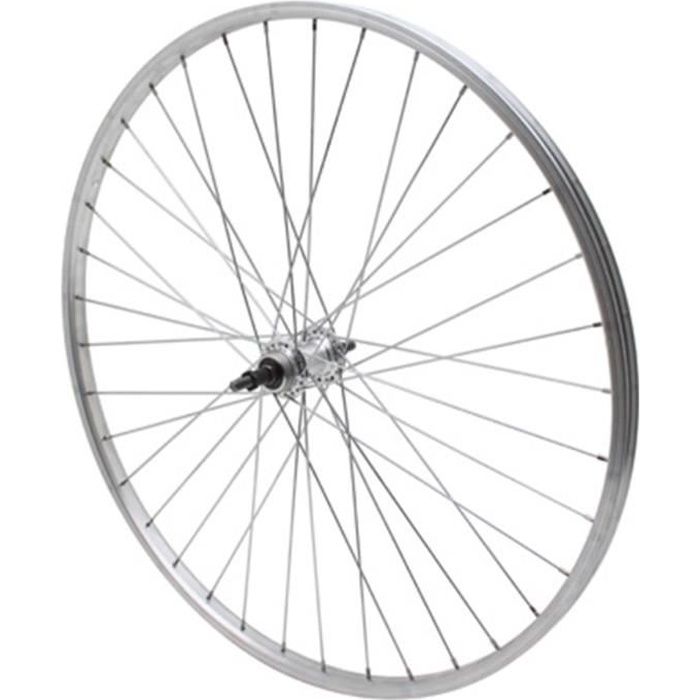 ROUE VTC-CITY 700X28-35 ARRIERE ALU MOY ALU AXE PLEIN RL 7-6V. (VENDU SANS ECROU 10X100)