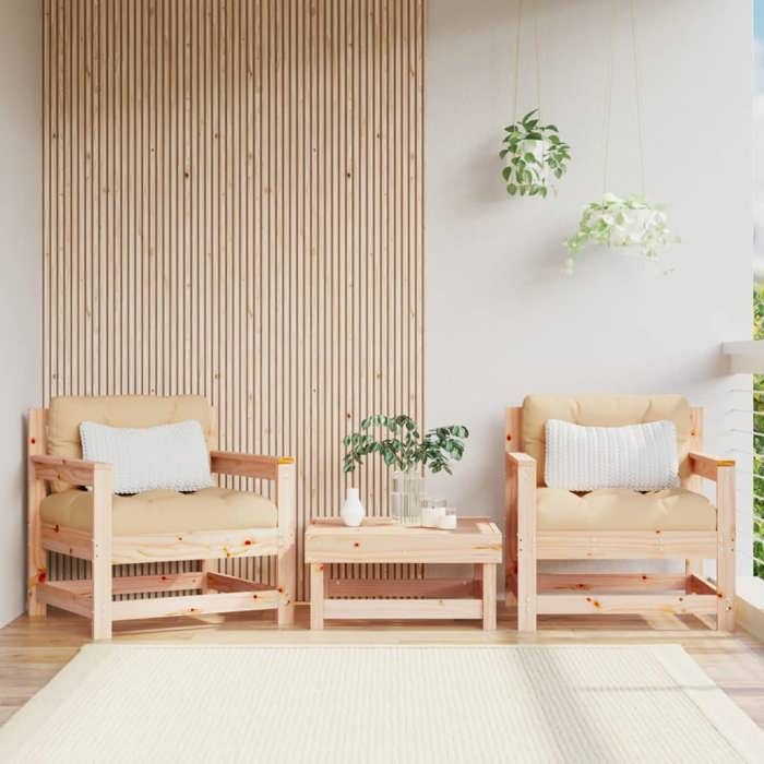 vidaXL Chaises de Jardin 2 pcs Sièges avec Accoudoir Fauteuils avec Dossier Meuble de Terrasse Patio Extérieur Bois 825492