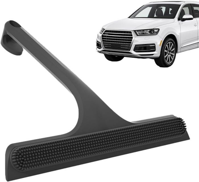 Raclette De Douche Silicone Noir 28 Cm Forme éventail - Avec Crochet Et Ventouse Sans Perçage - Pour Vitres Et Surfaces Lisses