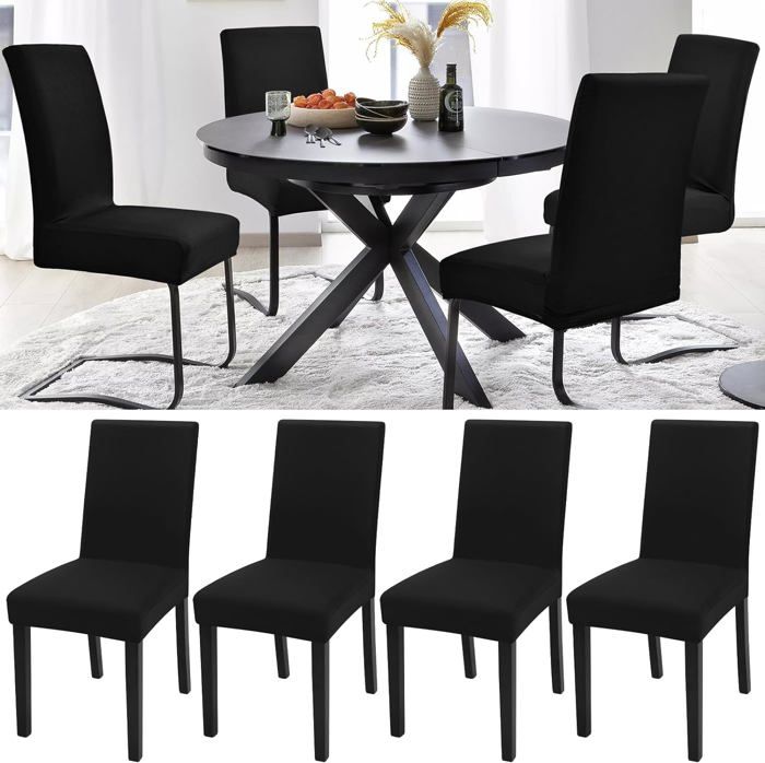 Basics Lot de 4 housses de chaise de salle à manger extensibles Basics Lot de 4 housses de chaise de salle à manger extensibles