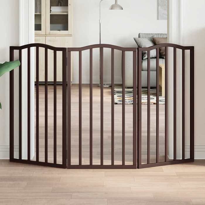 Barrière Pour Chien vidaXL 3 Panneaux - Bois de Peuplier Pliable 150 cm - vue 7