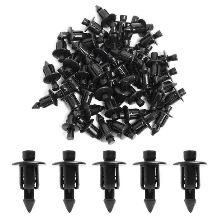 sourcing map 10pcs noire garniture de porte Clips 6mm poussoir en plastique trou Rivets