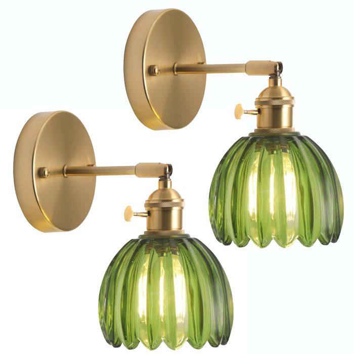 Diday 2pcs Applique Murale Intérieure avec Interrupteur Abat-jour en Verre,Lampe Murale Industrielle Vintage Design Fleur pour