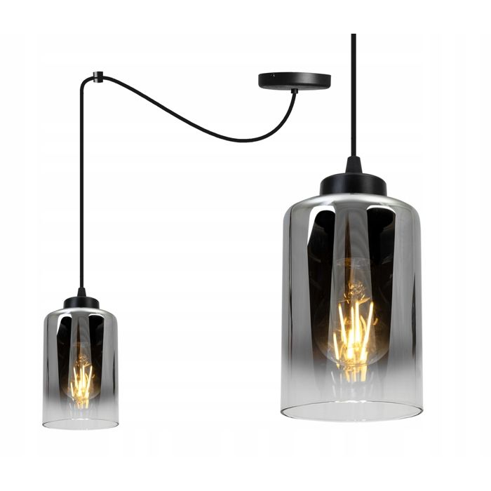 Plafonnier Lustre Suspendu - Light-Home - Spider Hella 2320/1 - Verre Graphite - Hauteur Réglable