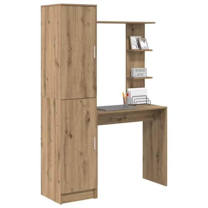 Elégant Bureau avec rangement Chêne artisan Bois dingénierie - Meuble de RangementVitrine &1569859