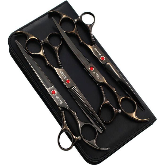 Comparer les prix de 1 ensemble de ciseaux de toilettage professionnels en titane de 70 pouces ciseaux droits et amincissants et incurvs ensemble