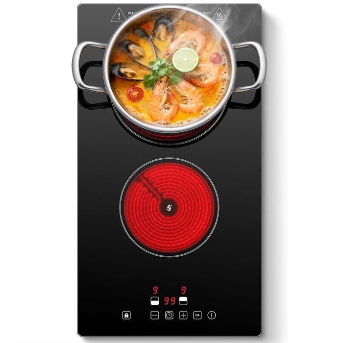 Plaque Vitrocéramique 2 Feux Plaque de Cuisson 3000 W9 NiveauxMinuterie 1-99 min Pour toutes les casseroles