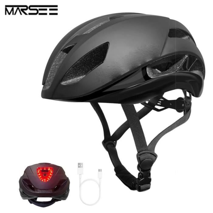 Casque Vélo Adulte Léger 220g Avec Feu LED – Respirant 18 Aérations, Visière Amovible, Taille Réglable 56-62 Cm