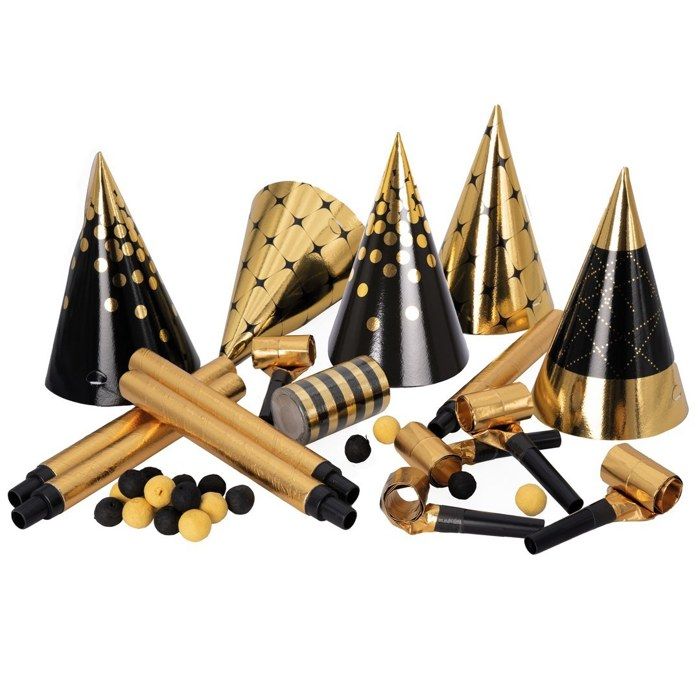 Kit cotillons - PTIT CLOWN - Or et Noir - Sachet 5 personnes - Accessoires festifs - Ambiance festive Kit cotillons - PTIT CLOWN - Or et Noir - Sachet 5 personnes - Accessoires festifs - Ambiance festive