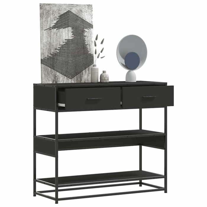 Table console dentrée - vidaxl - Noir - 90x35x80 cm - Bois dingénierie - Métal - Capacité 60 kg - Contemporain
