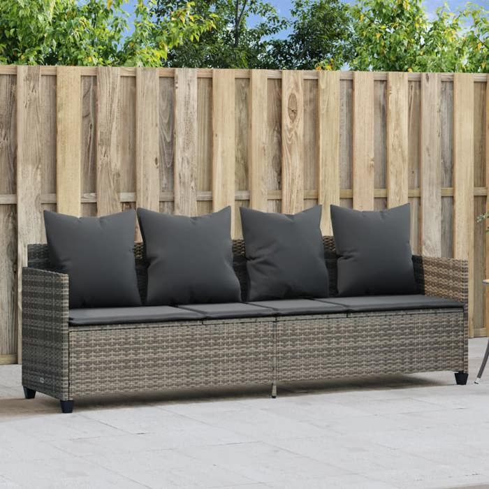 Chaise longue en résine tressée vidaXL 204x55x695 cm Dossier réglable Repose pieds réglable