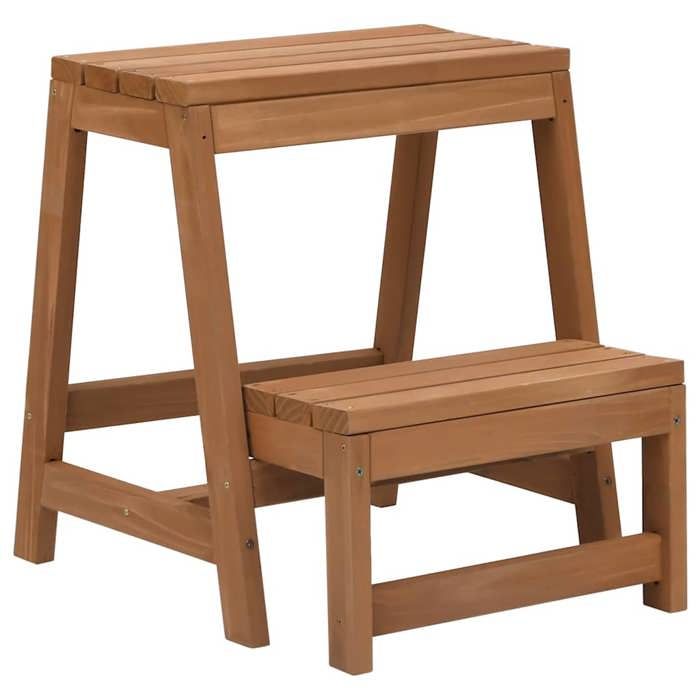 Escabeau pliable en bois de sapin - Happiness - 39x38x45 cm - Brun - Pliable - 110 kg max - Montage simple
