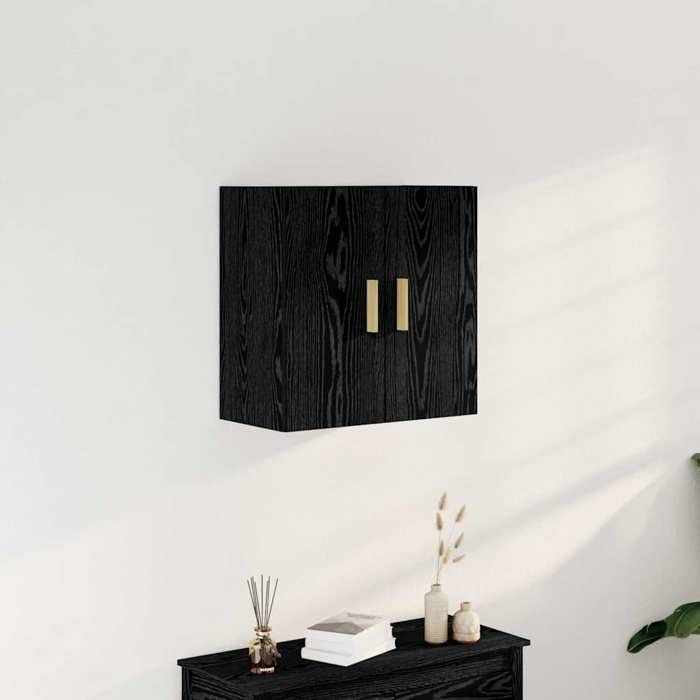 SALE 2026 Buffet bahut Noir - Meuble mural Chêne noir 60x30x60cm - bois dingénierie PRO520698537