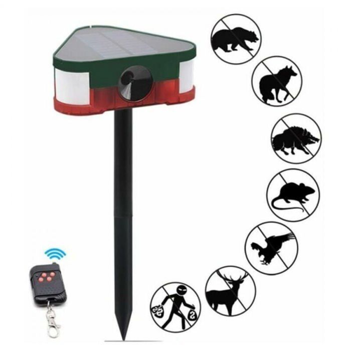 Répulsif solaire pour souris répulsif ultrasonique pour animaux éloigne les sangliers les souris alarme lumineuse avec télécom