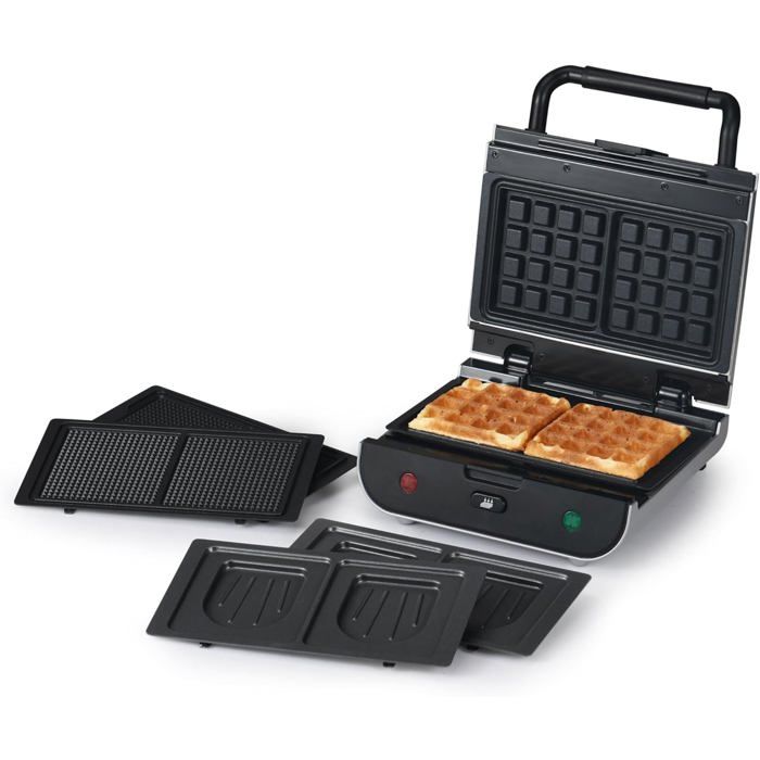 Gaufrier 3 en 1 - JOZSI - Plaques interchangeables - Gaufres croque-monsieur gaufrettes - Rangement vertical