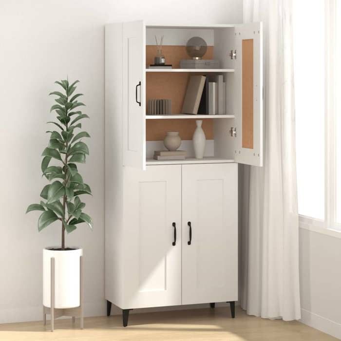 Armoire Vaisselier Durable - Blanc - Buffet de cuisine - avec Rangement - Blanc 69 5x34x90cm - Bois dingénierie LH6808778
