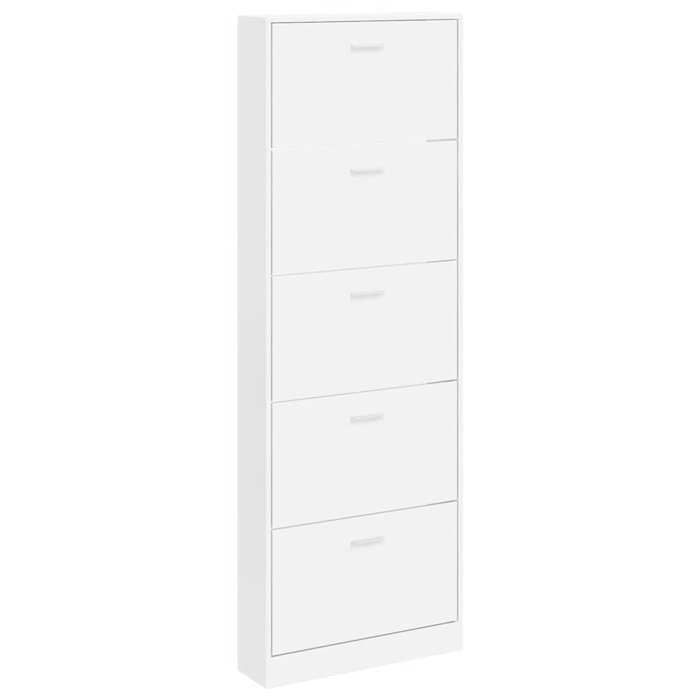 VIDAXL Meuble à chaussures - design simple et élégant - en bois avec 5 compartiments - Blanc - (59x17x169 cm) BONNE1157