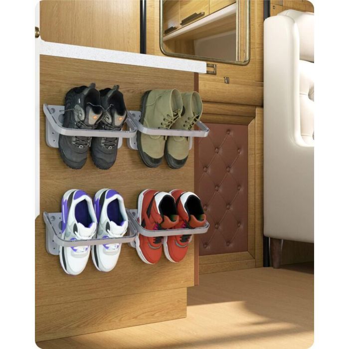 Support Chaussure Mural Pliable 4 pcs – Range-Chaussures Rabattable Gris Gain de Place