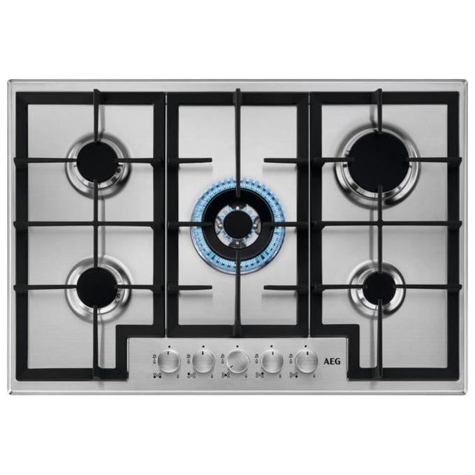 Plaque de cuisson à gaz AEG HGB75400SM 75 cm 5 brûleurs Acier inoxydable