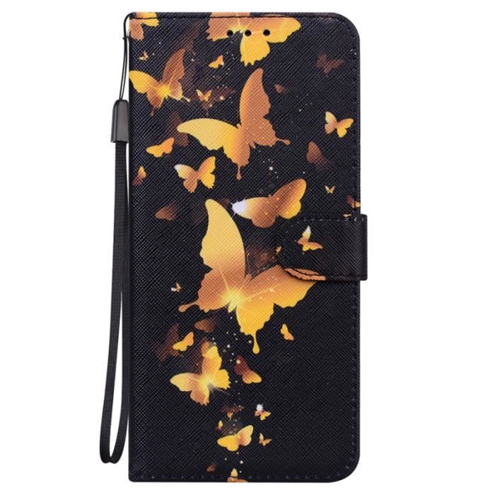 Coque Portefeuille En Cuir Floral Pour Realme 14X 5G - Fermoir Magnétique, Support Pliable, 3 Poches Cartes - Violet Foncé