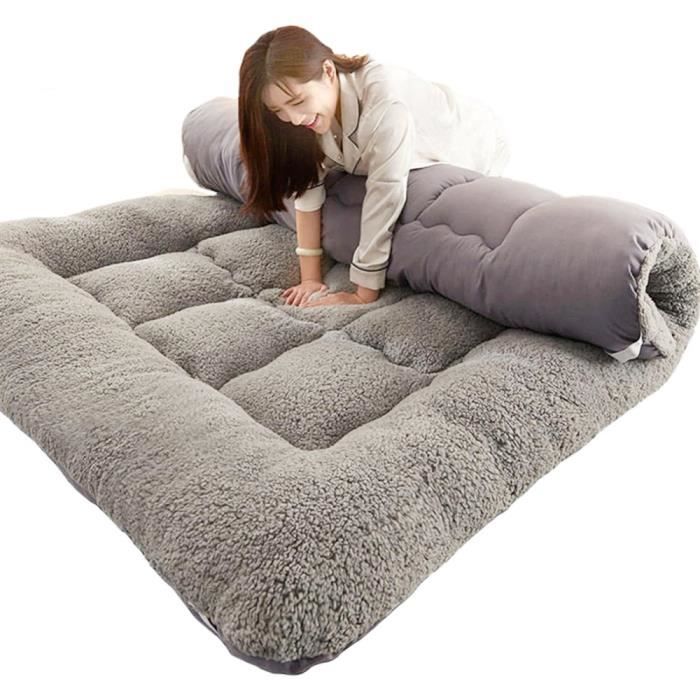 Matelas futon japonais pliable pour voyage/tatami/camping/sol, matelas pliable portable pour dortoir, lit d'appoint (blanc, 90 x 190 cm