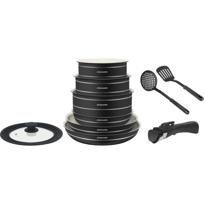arthur martin am2026 batterie de cuisine 10 pieces revetement ceramique tous feux dont induction cdiscount maison
