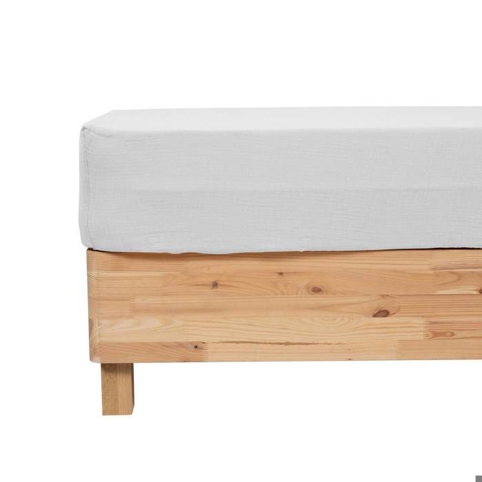 Drap housse Flora gaze de coton blanc 140x190cm - Atmosphera Créateur dintérieur