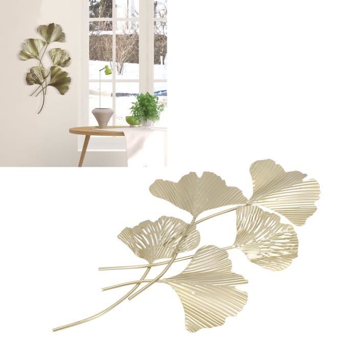 Décoration murale d'intérieur avec motif feuilles de ginkgo biloba doré