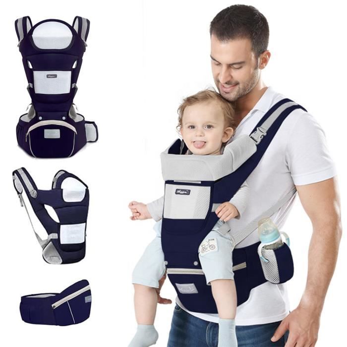 Porte-Bébé Multifonctionnel Ventral et Dorsal avec Siège Multi-Modes Doux Confortable Pratique pour Sortie Voyage à Extérieur