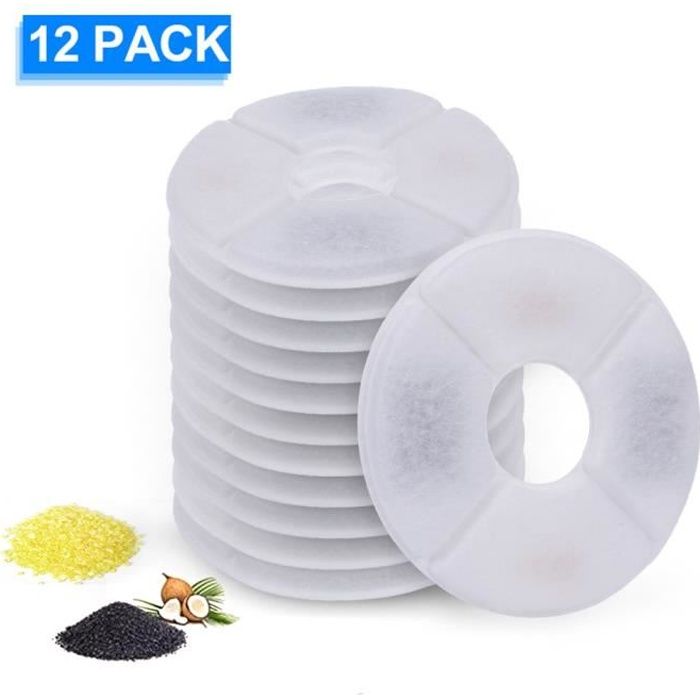 Filtres de Rechange de Fontaine d'animal Familier Avec la résine et Charbon Actif (12 PACK)
