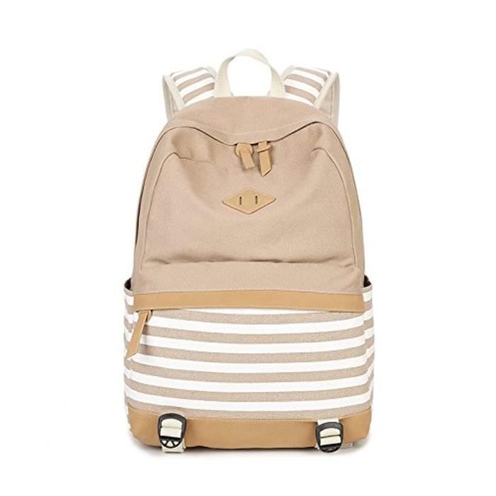Sac A Dos C73wu Sacs A Main Impression De Mode Femme Sac Collegien De Toile En Toile Rayee Sac A Dos Kaki Achat Vente Sac A Dos 0884507479152 Cdiscount