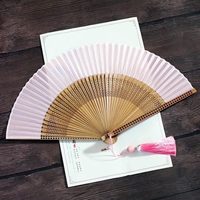Éventail Pliant En Bambou Rétro - Ventilateur à Main Danse, Décoratif, Avec Franges - Pour Cadeau, Décoration, Accessoire Scène - 9
