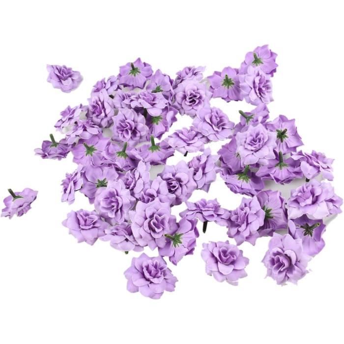 50 Têtes De Roses En Satin Blanc - DIY Décoration Mariage, Bouquet, Créations Artisanales - 9