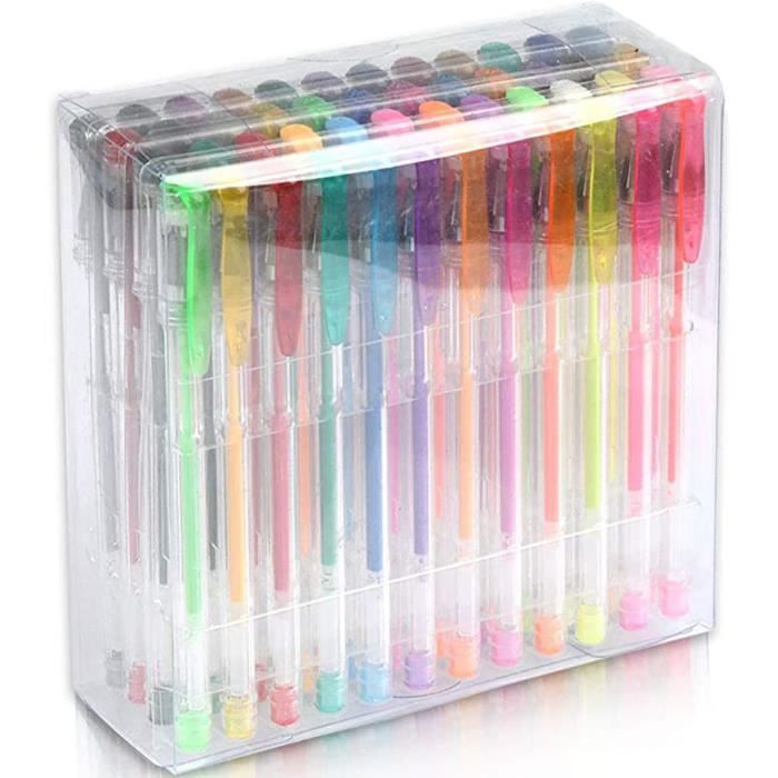 Coffret 48 Stylos Gel Créatifs – Métalliques, Pailletés, Néon & Aquarelle – Lot Couleurs Vives Pour Dessin, Coloriage, Écriture
