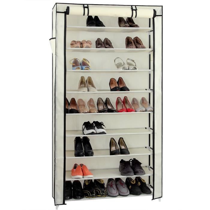 Armoire Box Rangement Chaussure 45 Paires Beige Achat Vente