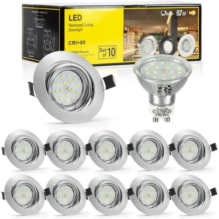 Spot LED Encastrable Plafond Orientable, 10 x 6W Éclairage Encastré ...