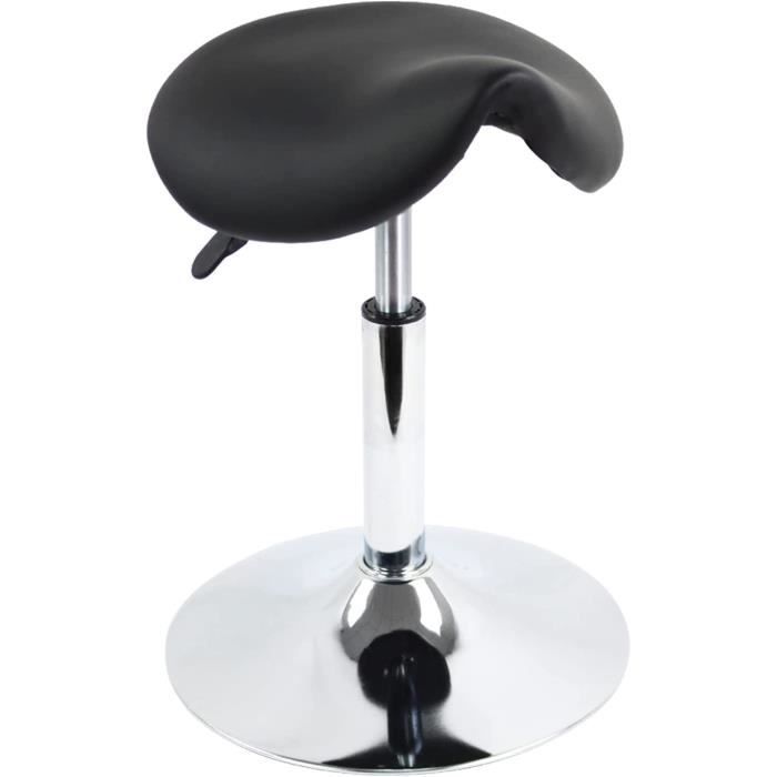 Tabouret à roulettes tabouret de travail hauteur réglable 44-56 cm avec dossier noir | Leroy Merlin