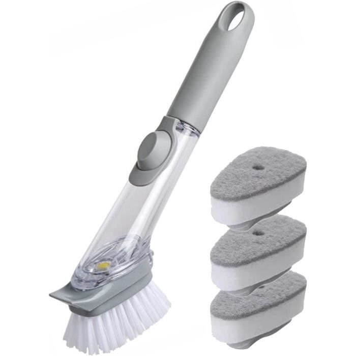 3 Pièces Brosse à Vaisselle avec Manche, Brosse à Vaisselle Set avec 3